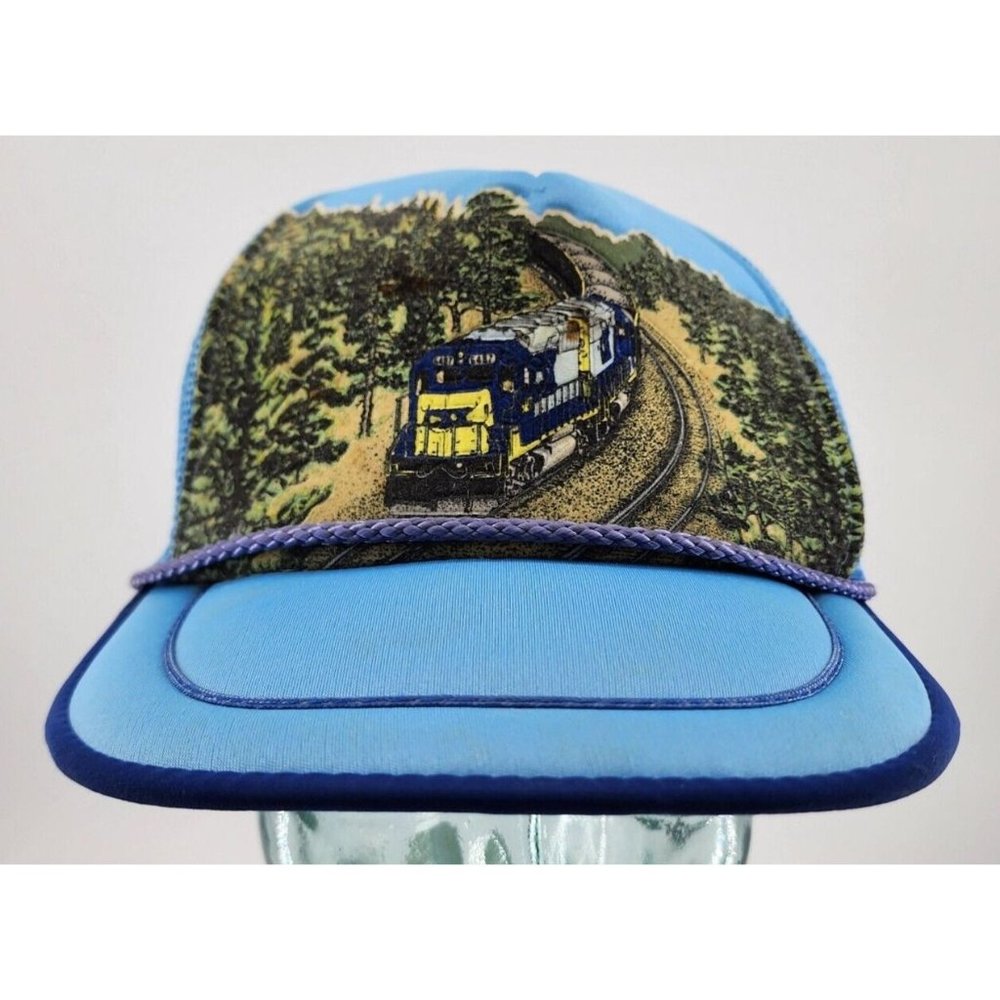 VTG Railroad Train Trucker Hat Foam Rope Adjustable Snapback JJ Made in Taiwan